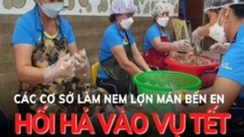 Các cơ sở làm nem lợn mán Bến En hối hả vào vụ Tết