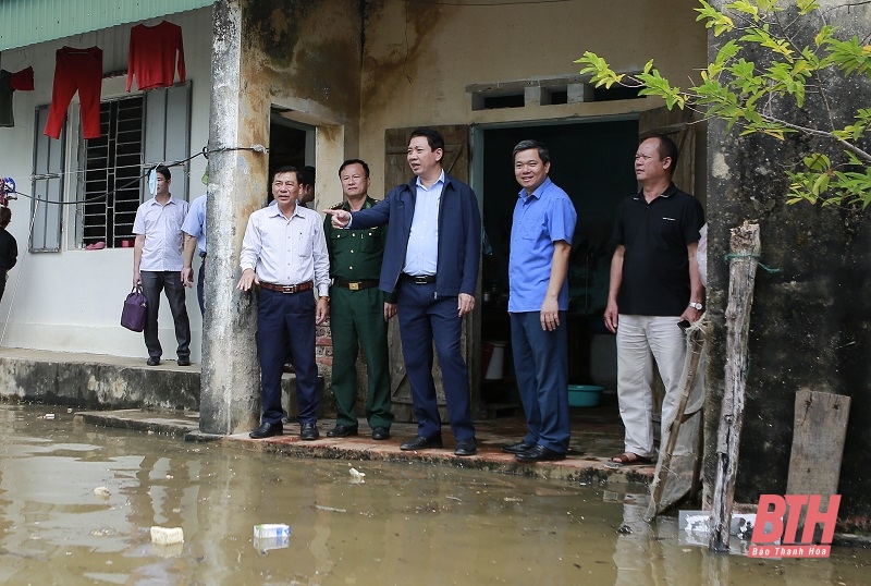 Phó Chủ tịch UBND tỉnh Lê Đức Giang kiểm tra thực tế tình trạng biển xâm thực tại xã Hoằng Phụ