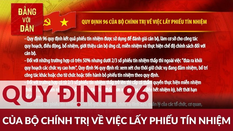 Điểm mới trong Quy định 96/QĐ-TW về lấy phiếu tín nhiệm đối với các chức danh lãnh đạo trong hệ thống chính trị