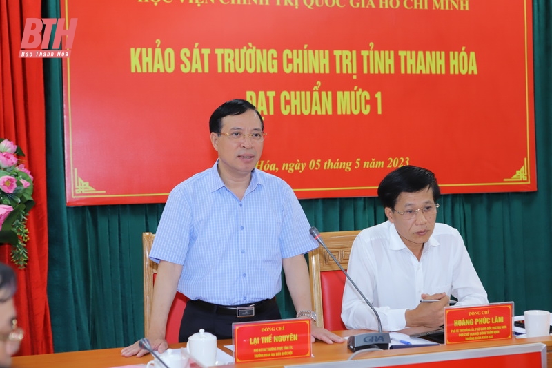 Đoàn công tác Học viện Chính trị quốc gia Hồ Chí Minh khảo sát Trường Chính trị tỉnh Thanh Hóa đạt chuẩn mức 1