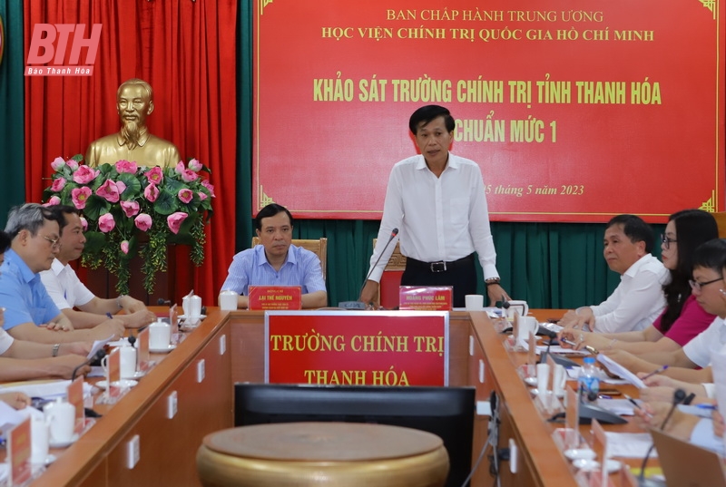 Đoàn công tác Học viện Chính trị quốc gia Hồ Chí Minh khảo sát Trường Chính trị tỉnh Thanh Hóa đạt chuẩn mức 1