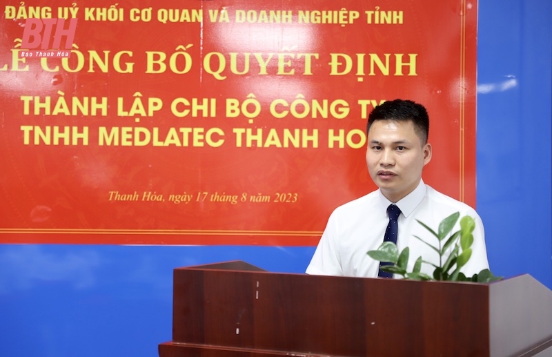 Thành lập Chi bộ Công ty TNHH MEDLATEC Thanh Hoá